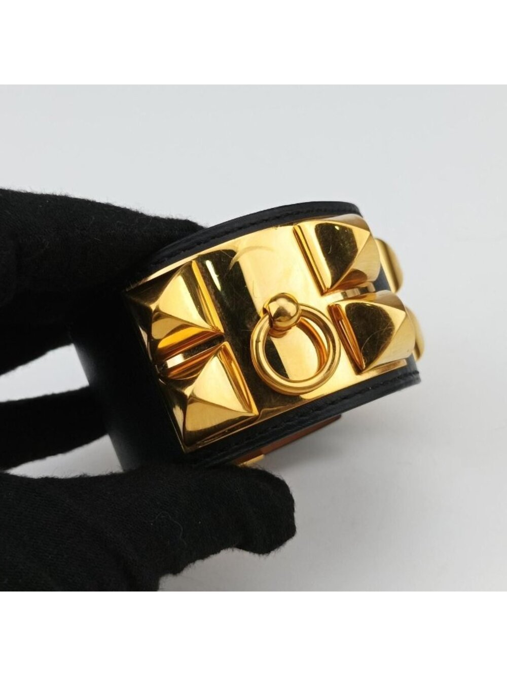 Hermes Collier de Chien Black Gold Leather S Si?q Bracelet - Picture 4 of 15